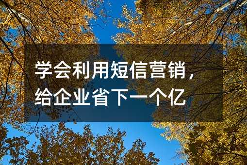 學會利用短信營銷,給企業(yè)省下一個億