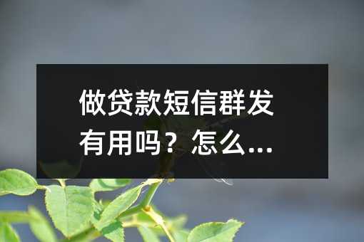 做貸款短信群發(fā)有用嗎?怎么樣?