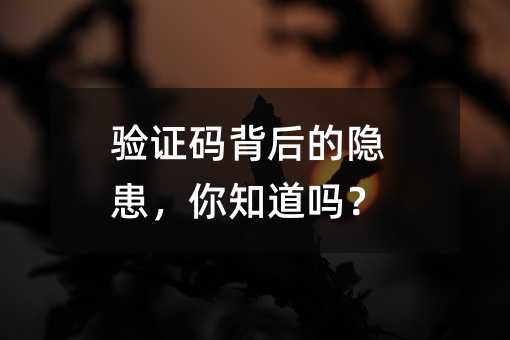 驗(yàn)證碼背后的隱患,你知道嗎?
