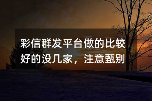 彩信群發(fā)平臺做的比較好的沒幾家,注意甄別