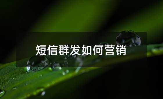 短信群發(fā)如何營(yíng)銷