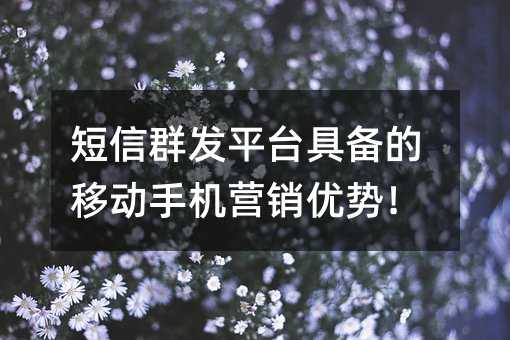 短信群發(fā)平臺(tái)具備的移動(dòng)手機(jī)營(yíng)銷優(yōu)勢(shì)!